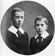 Ronald (left) and Hilary Tolkien in 1905