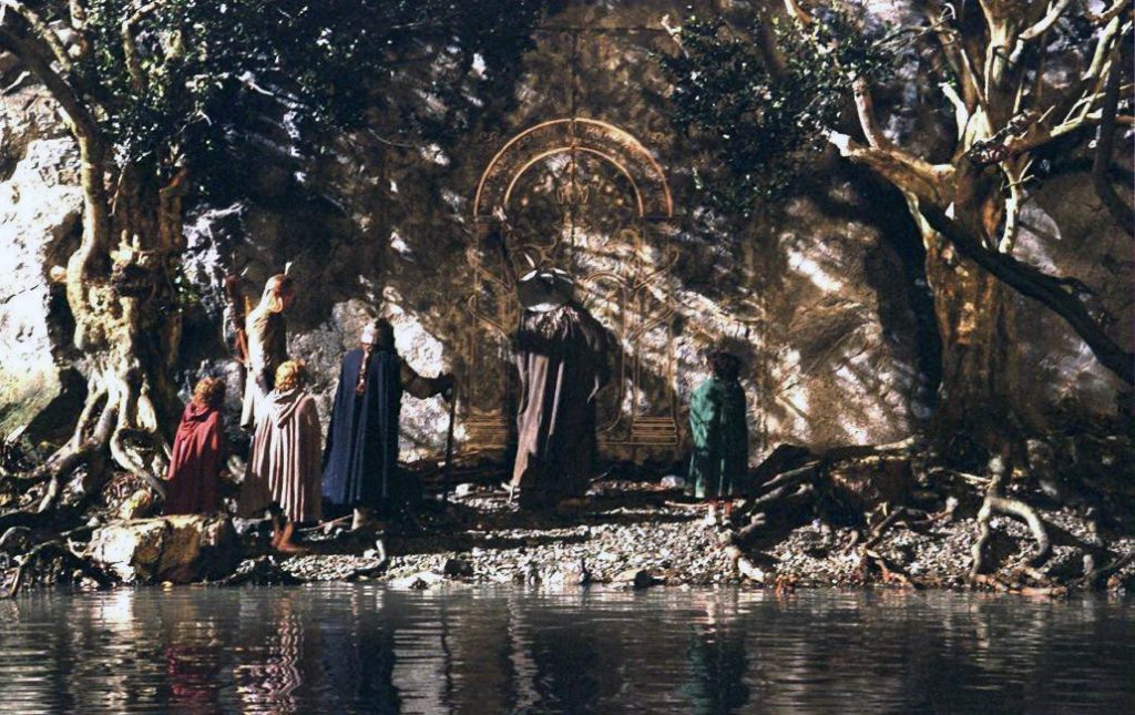 The Fellowship at the doors of Moria, from Peter Jackson's film