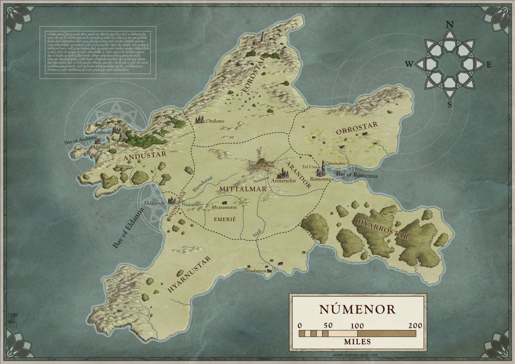 Map of Numenor, by Robert Altbauer