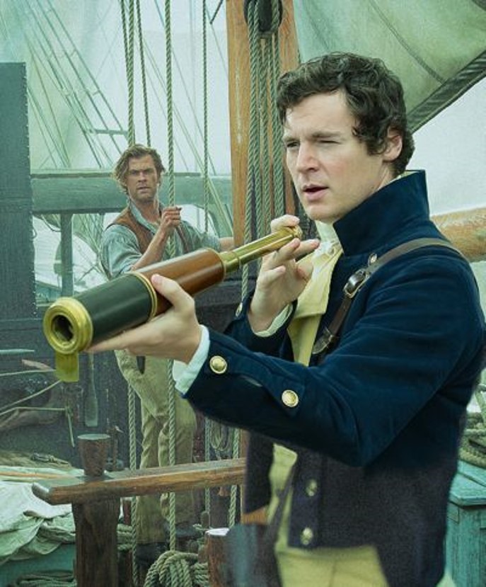 Benjamin Walker as Captain George Pollard in the movie In the Heart of the Sea