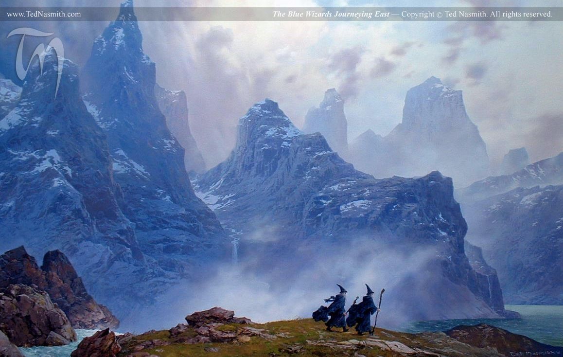 The Blue Wizards Traveling East - Ted Nasmith