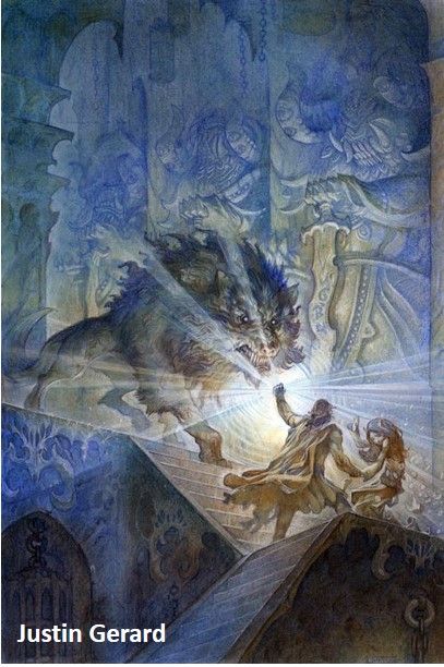 Beren and Lúthien with a Silmaril, by Justin Gerard