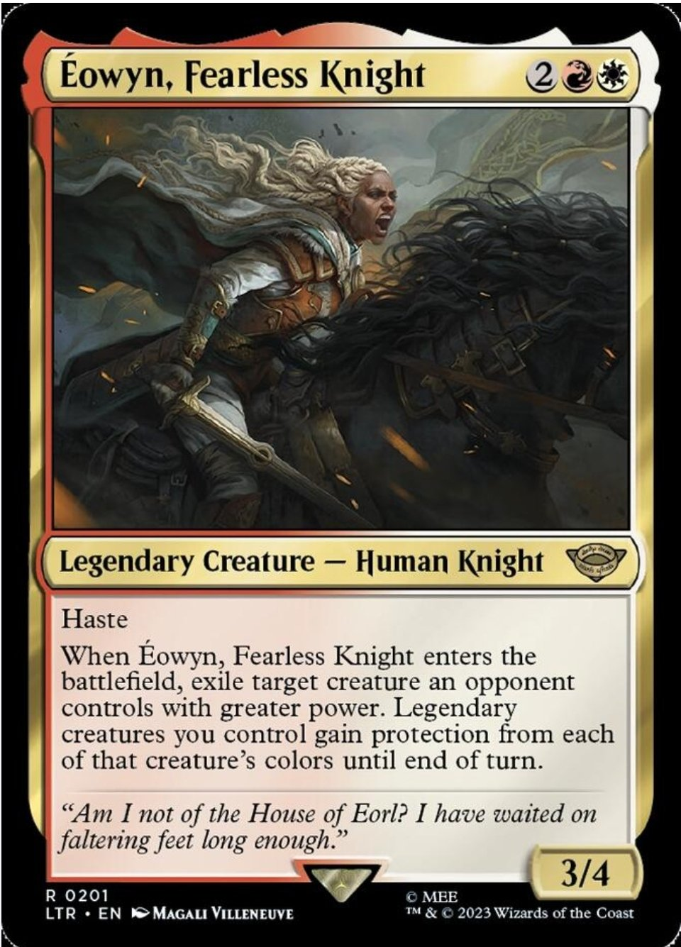 Eowyn, Fearless Knight. Magic the Gathering card.