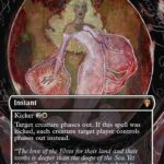 Magic: The Gathering card called 'Galadriel's Dismissal' — an Instant spell with a pink-clad elven figure in a circular frame, plus flavor text at the bottom.