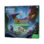 Box cover for The Hobbit Scene Box: Treasures of Smaug, showing a colorful cavern with a dragon and a man running amid treasure.