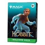 Magic: The Gathering The Hobbit Welcome Deck box with a running Bilbo against a teal gradient background, including the 'WELCOME DECK' banner at bottom.