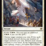 Magic: The Gathering card 'The Eagles Are Coming!' showing a colossal white eagle swooping over soldiers on a rocky battlefield.