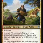Thorin Oakenshield — Legendary Creature (Dwarf Noble) card with Trample and Storied; 3/2, depicting Thorin in a countryside scene holding a map.